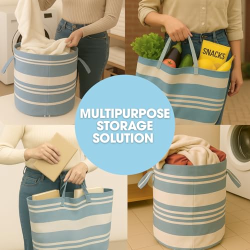 Värde Laundry Bag with Handle Pack of 1 | Foldable Clothes Laundry Bag | Also Works as Carry Bag | Lightweight & Durable | Perfect for College, Travel, and Daily Use | Kerala Lavender Mist - Image 2