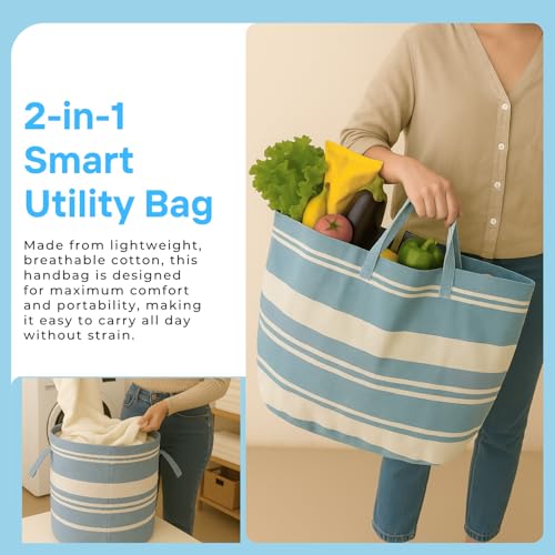 Värde Laundry Bag with Handle Pack of 1 | Foldable Clothes Laundry Bag | Also Works as Carry Bag | Lightweight & Durable | Perfect for College, Travel, and Daily Use | Kerala Lavender Mist - Image 3