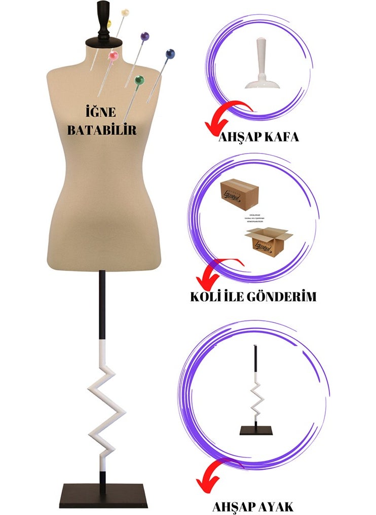 Manken İstanbul Mannequin Istanbul Size 36 Decorative Zig Zag Special Footed Sponge Needle Propable Tailor Mannequin  - Image 4