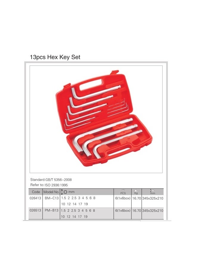 jetechtool Jetech 13-Piece Premium Hex Key Allen Wrench Set, Metric Assortment, L Shape, Premium Alloy Steel, Precise and heat-treated for strength, Metric 1.5-19 mm, Storage Case - BM-C13 - Image 2
