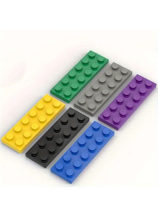 Blue ABS Plastic Building Blocks 12pcs 2x6 Low Wall Flat Bricks Compatible DIY Construction Toy - Image 5
