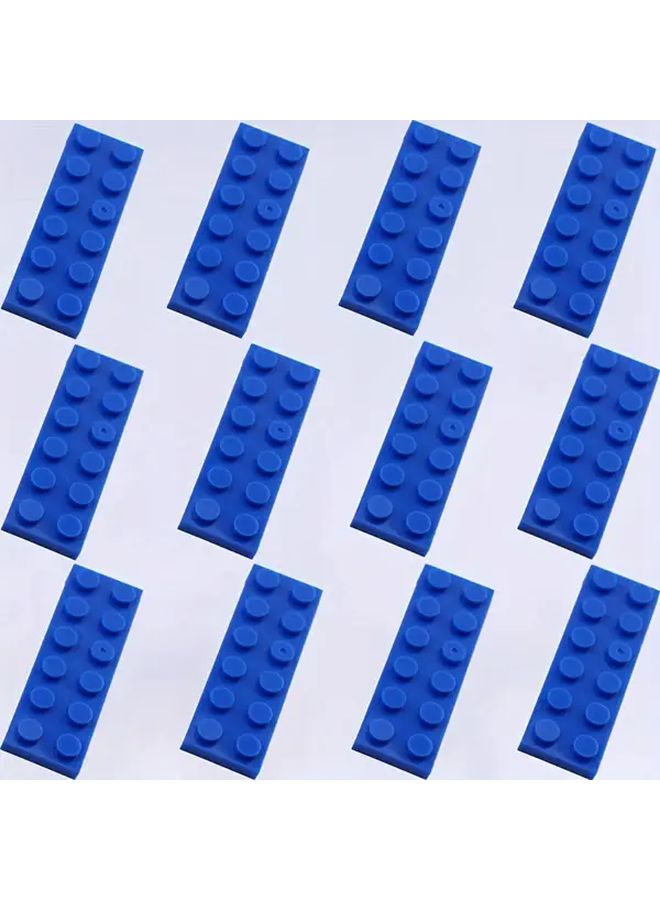 Blue ABS Plastic Building Blocks 12pcs 2x6 Low Wall Flat Bricks Compatible DIY Construction Toy - Image 1