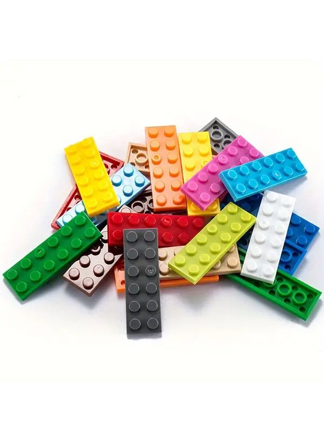 Blue ABS Plastic Building Blocks 12pcs 2x6 Low Wall Flat Bricks Compatible DIY Construction Toy - Image 2