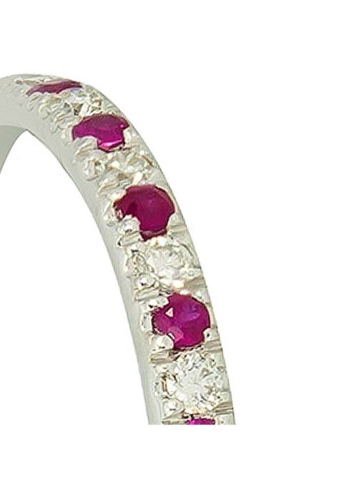 Capri Gold - Capri Gold Half Eternity Ruby and  Diamond  Ring in 18K White Gold, 7 US - Image 1