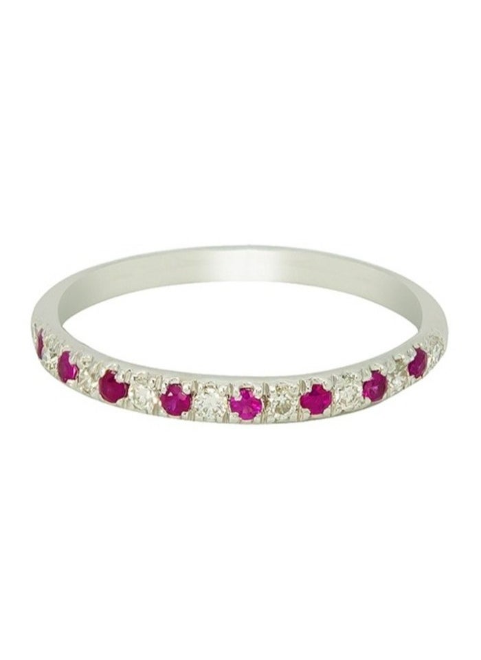 Capri Gold - Capri Gold Half Eternity Ruby and  Diamond  Ring in 18K White Gold, 7 US - Image 1