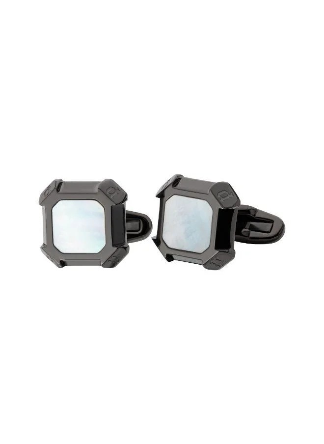 بوليس Black Square Cuffllinks with Mother-of-Pearl Inlay