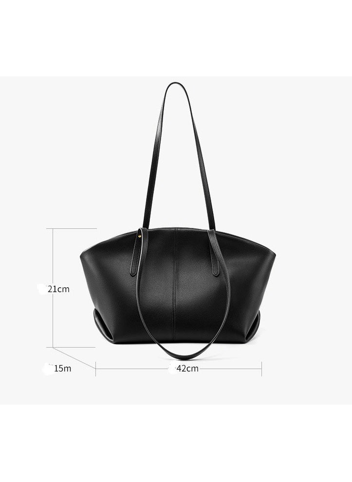 General - Vintage Leather Handbag: Fashion Casual Shoulder Bag, Cowhide Women's Handbag with Large Capacity Tote Bag - Image 1