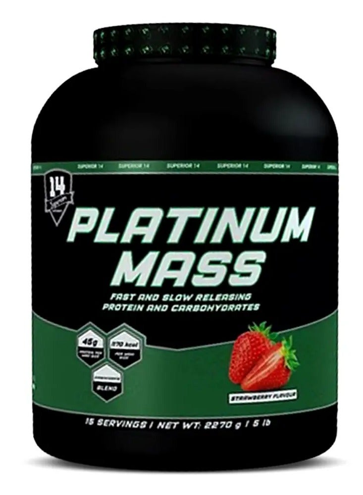 Platinum Mass Gainer Powder, Strawberry Flavor, 5 LB – High-Protein Blend with Creatine for Muscle Strength & Performance Support