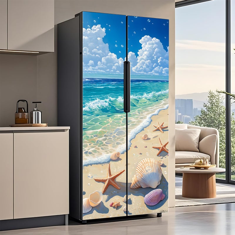 AOHMPT Self-Adhesive Refrigerator Wrap Set - Removable Vinyl Fridge Stickers, Peel & Stick Door Mural Decor for Kitchen, Bar, Office 32.3x78.7 - Image 5