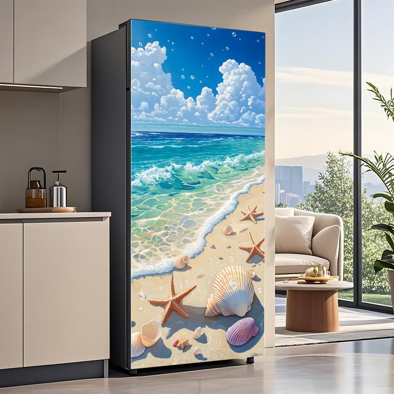 AOHMPT Self-Adhesive Refrigerator Wrap Set - Removable Vinyl Fridge Stickers, Peel & Stick Door Mural Decor for Kitchen, Bar, Office 32.3x78.7 - Image 1