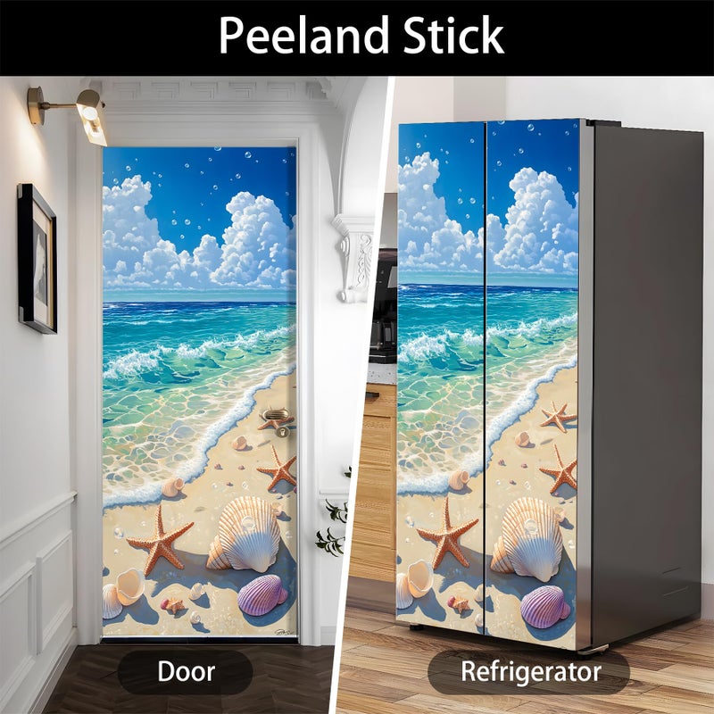 AOHMPT Self-Adhesive Refrigerator Wrap Set - Removable Vinyl Fridge Stickers, Peel & Stick Door Mural Decor for Kitchen, Bar, Office 32.3x78.7 - Image 3