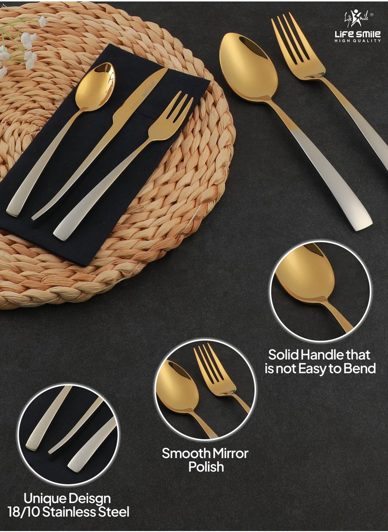 Life Smile - 88 Pieces Cutlery Set Service for 24 person,Pure Stainless Steel Flatware Set,Mirror Polished Cutlery Utensil Set Include Spoon/Fork/Rice Server/Knife/Cake Fork/Tea Spoon - Image 1