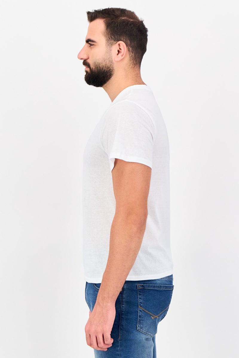 Frye Men 4 Pieces V-Neck Brand Logo Short Sleeve T-Shirt, White - Image 4