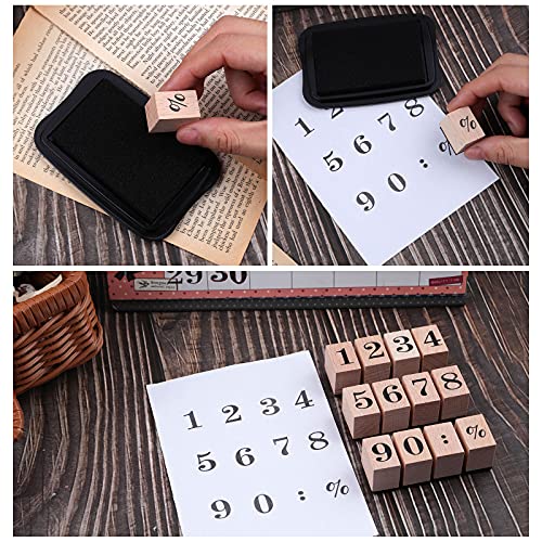 Dizdkizd 12 Pieces Wooden Rubber Stamps, Small Number 0-9 Decorative Multipurpose Wood Mounted Rubber Stamp Set for DIY Craft, Letters Diary and Craft Scrapbooking - Image 3