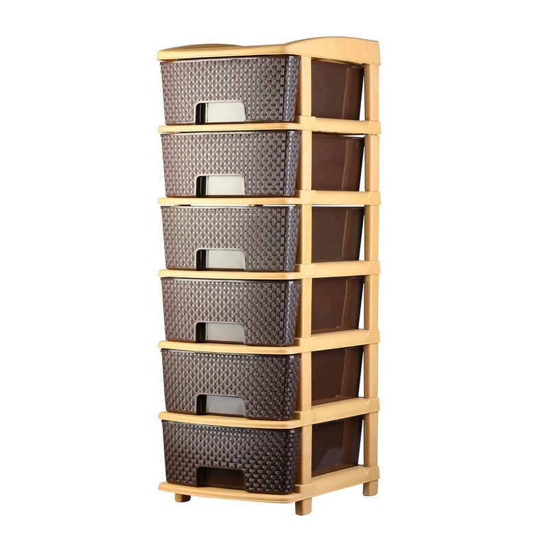 Rasvesh 6XL Plastic Modular Drawer System for Home Office Hospital Parlor School Doctors Home and Kids Product Dimension When assembeled 6XL Drawer Brown - Image 1
