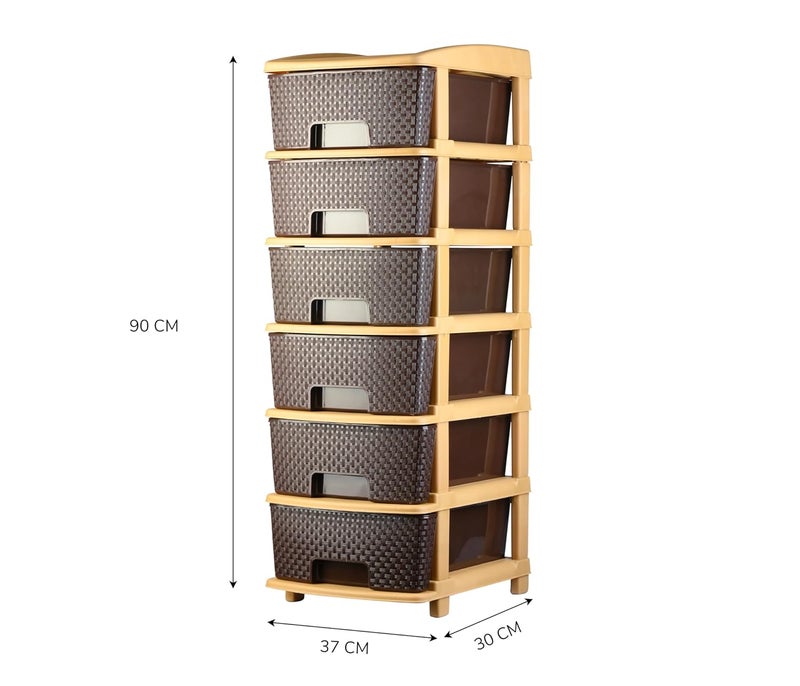 Rasvesh 6XL Plastic Modular Drawer System for Home Office Hospital Parlor School Doctors Home and Kids Product Dimension When assembeled 6XL Drawer Brown - Image 3