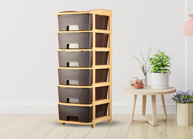 Rasvesh 6XL Plastic Modular Drawer System for Home Office Hospital Parlor School Doctors Home and Kids Product Dimension When assembeled 6XL Drawer Brown - Image 2