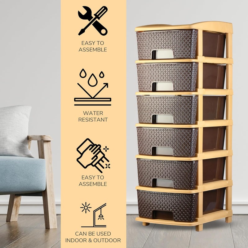 Rasvesh 6XL Plastic Modular Drawer System for Home Office Hospital Parlor School Doctors Home and Kids Product Dimension When assembeled 6XL Drawer Brown - Image 4