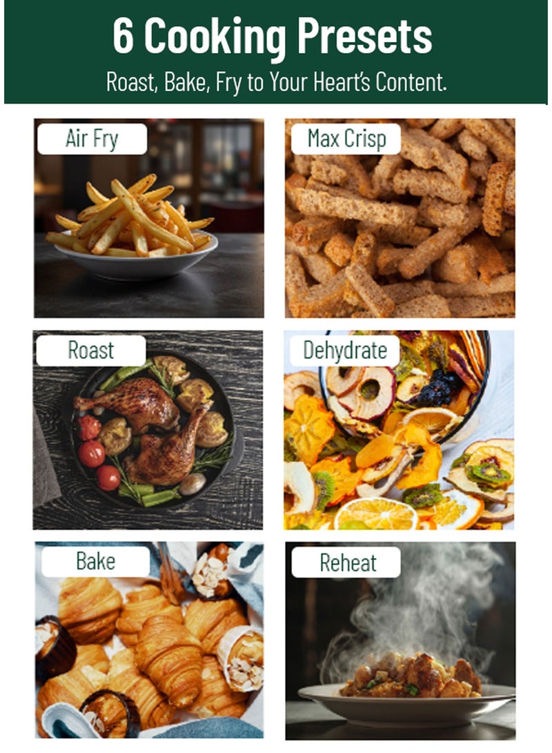 GREEN LION Double Decker Pro Digital Air Fryer Dual 11.2 Capacity with Rapid Air Circulation & Non Stick Coating / LED Touch Display / 5.6+5.6L Capacity / Stacked Meal Rack / Transparent Window AirFryer / 6 Preset Cooking Programs - Black - Image 4