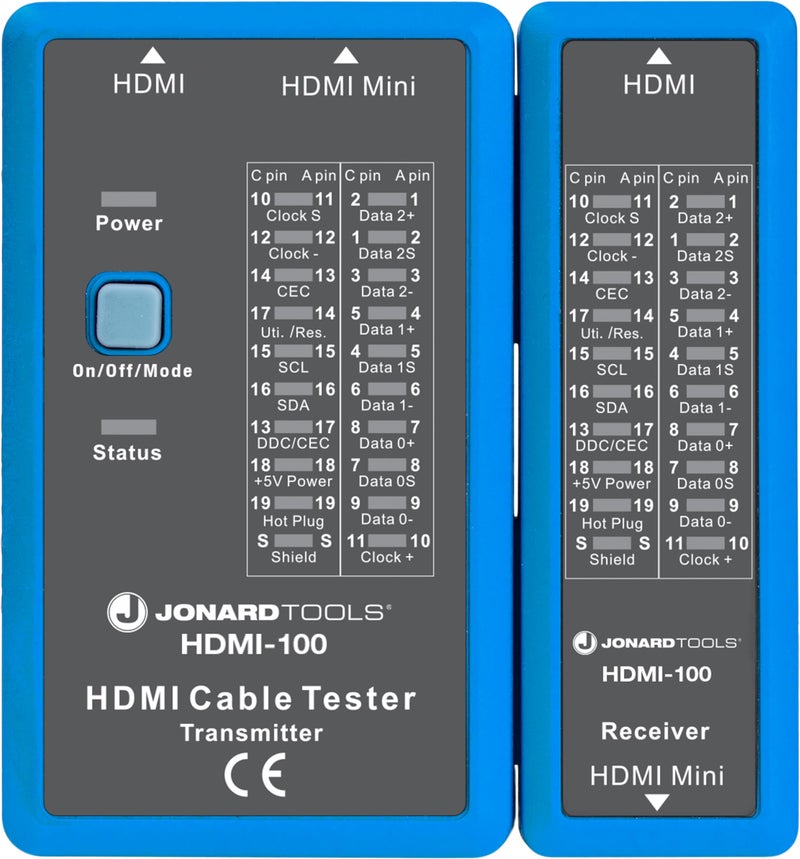 Jonard Tools HDMI-100 HDMI Cable Tester for HDMI and Mini HDMI Cables, Black - Image 1
