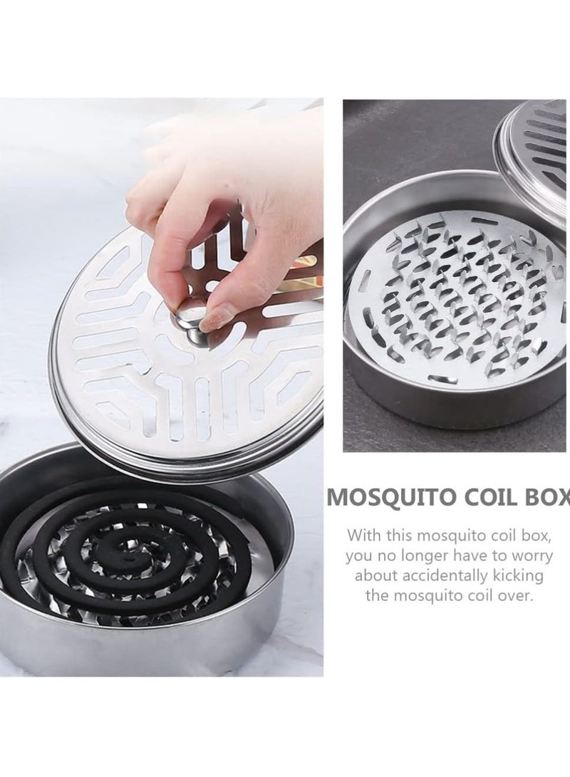 Kimaya 2pcs Stainless Steel Holder for Mosquito Coils, Mosquito Spiral Holder Box, Mosquito Coil Holder with Lid for Home, Garden, Camping, Fishing, Travel, Outdoor - Image 3