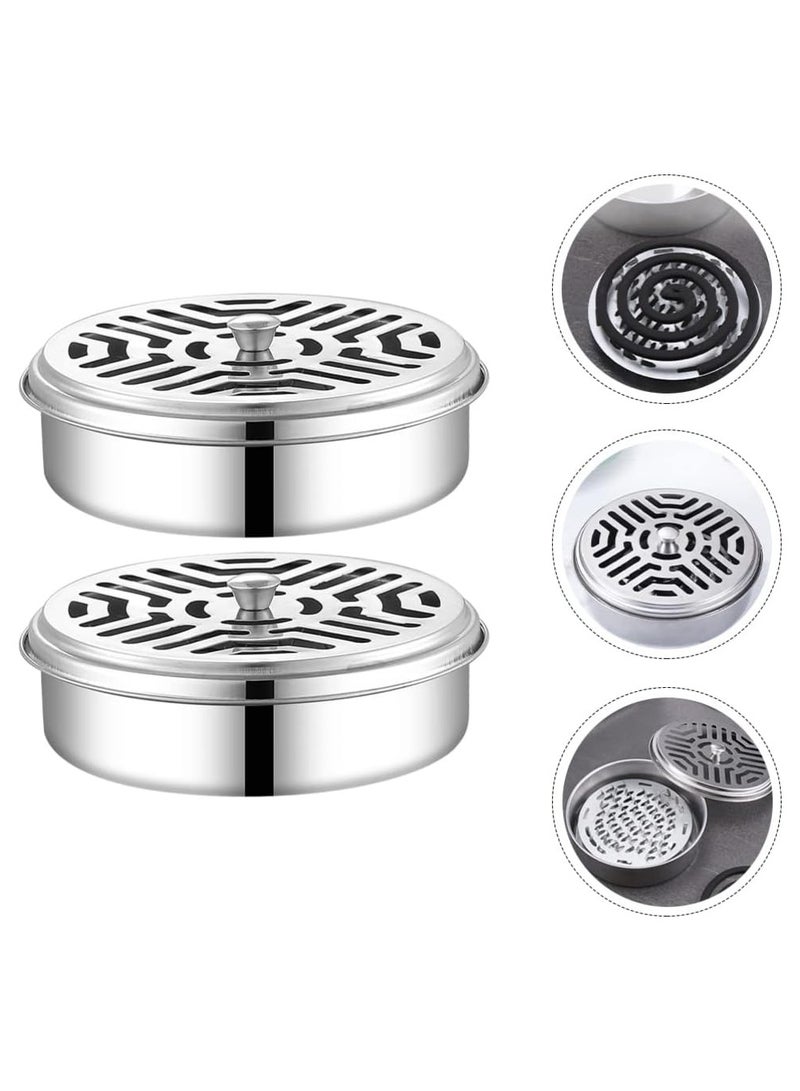 Kimaya 2pcs Stainless Steel Holder for Mosquito Coils, Mosquito Spiral Holder Box, Mosquito Coil Holder with Lid for Home, Garden, Camping, Fishing, Travel, Outdoor - Image 4