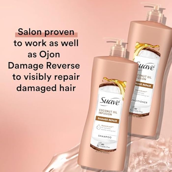 Suave Shampoo and Conditioner Set, Coconut Oil Infusion + Biotin Infusion – Hair Repair & Strengthening Hair Care Bundle, 28 Oz Ea (4 Piece Set) - Image 5