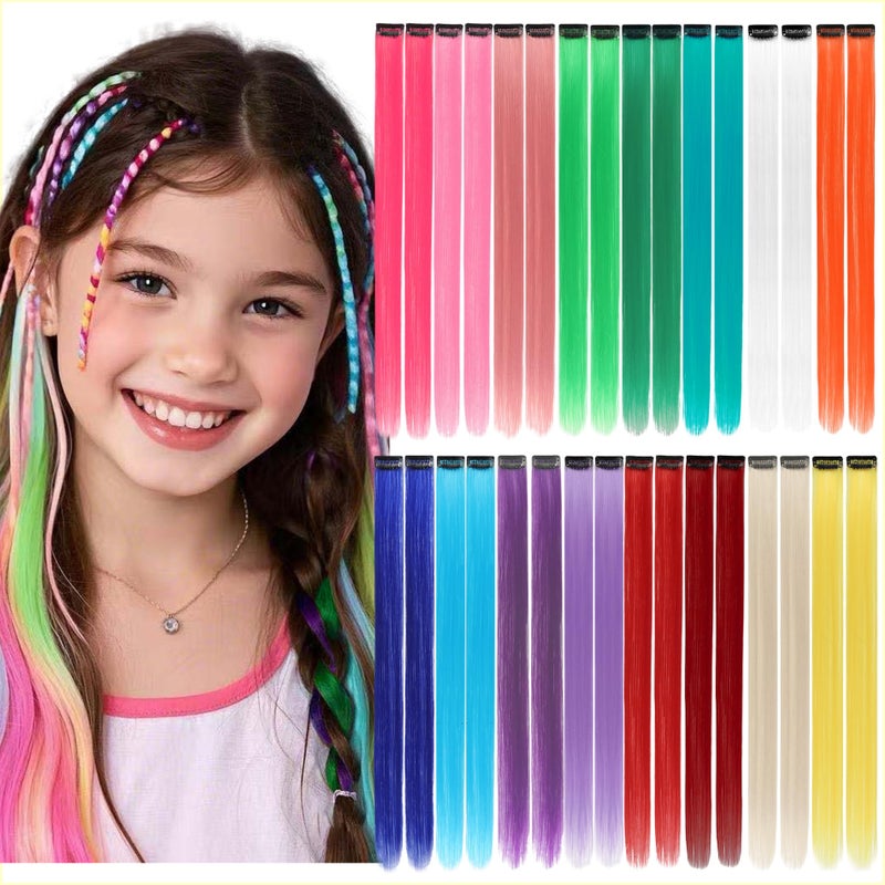 REDMENCO Colored Hair Extensions Clip In, 32 Pieces, Multi-Color - Image 1