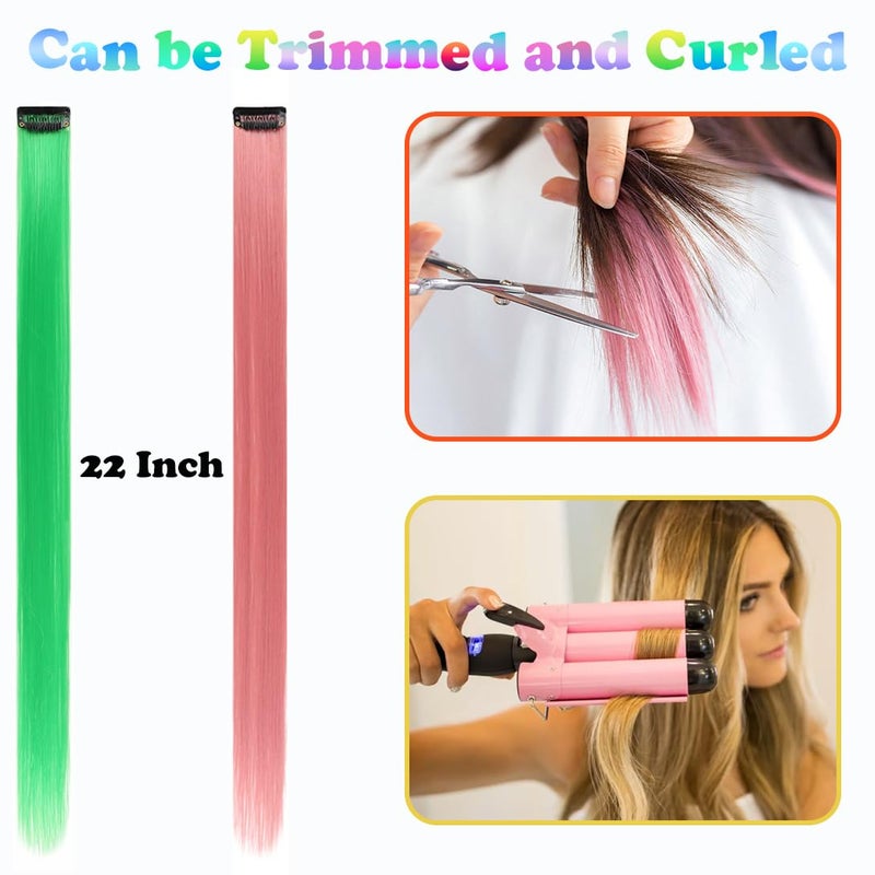 REDMENCO Colored Hair Extensions Clip In, 32 Pieces, Multi-Color - Image 3