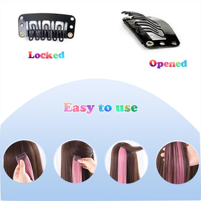 REDMENCO Colored Hair Extensions Clip In, 32 Pieces, Multi-Color - Image 4