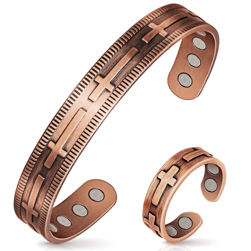 Auramag Copper Bracelets for Women, Copper Ring & Magnetic Bracelet with 3500 Gauss Magnets, 99.99% Pure Copper Jewelry for Women - Image 1