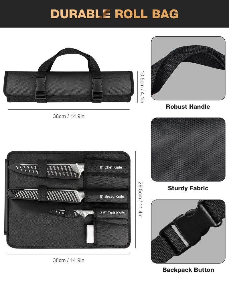MOSFiATA 6pcs knife set，Japanese Stainless Steel Knife Sets for Kitchen with Oxford cloth storage bag Dishwasher Safe, For Outdoor - Image 3