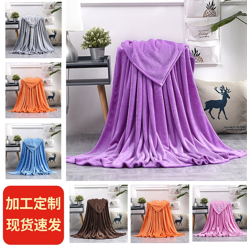 Thick Solid Color Flannel Blanket Coral Fleece Pet Blanket Flannel Blanket Plain Coral Fleece Blanket - Image 3