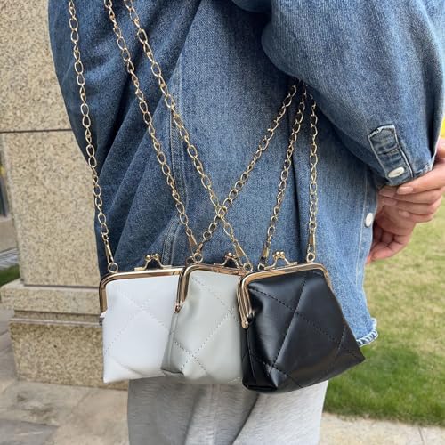 Yurtziru 1Pcs Women Kiss Lock Purses and Handbags Vintage Purses Wallet Crossbody Bag Handbag (white) - Image 5