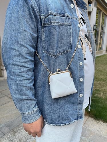 Yurtziru 1Pcs Women Kiss Lock Purses and Handbags Vintage Purses Wallet Crossbody Bag Handbag (white) - Image 3