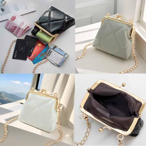 Yurtziru 1Pcs Women Kiss Lock Purses and Handbags Vintage Purses Wallet Crossbody Bag Handbag (white) - Image 4