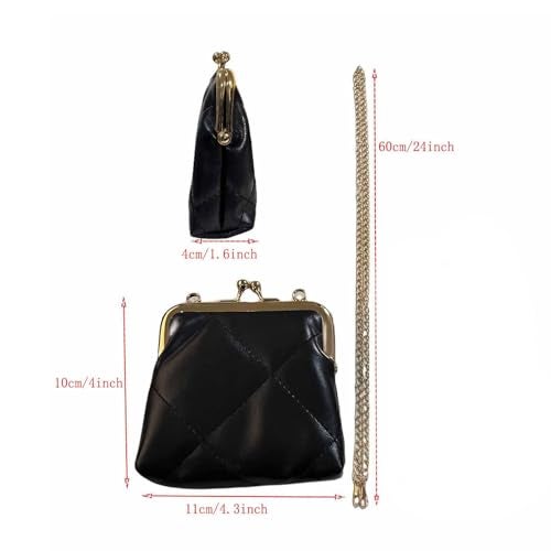 Yurtziru 1Pcs Women Kiss Lock Purses and Handbags Vintage Purses Wallet Crossbody Bag Handbag (white) - Image 2