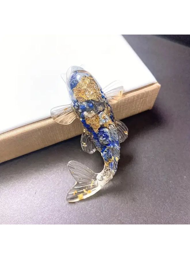 Lapis Lazuli Crystal Dropping Glue Fish Koi Ornament Office Desktop Car Home Decor Gift - Image 1
