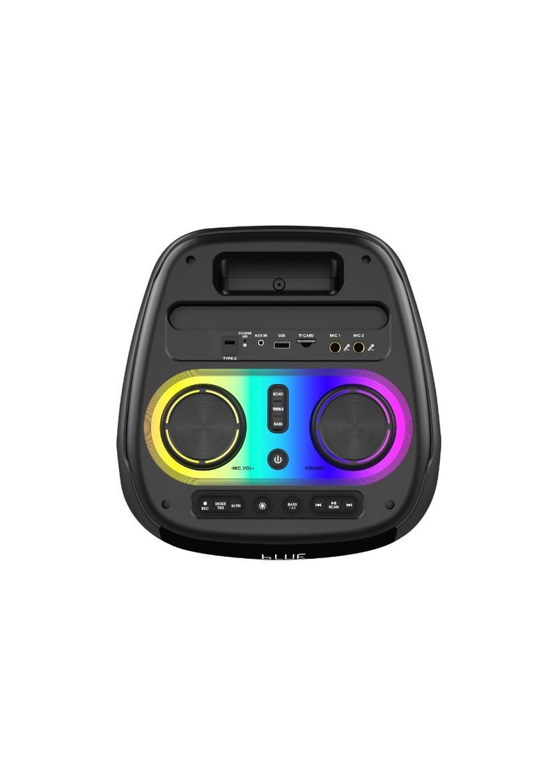 Clikon Wireless Party Speaker – 80W RMS Output, Dual 8-Inch Speakers, RGB Light Show, Wireless Mic – CK882 – Black - Image 1