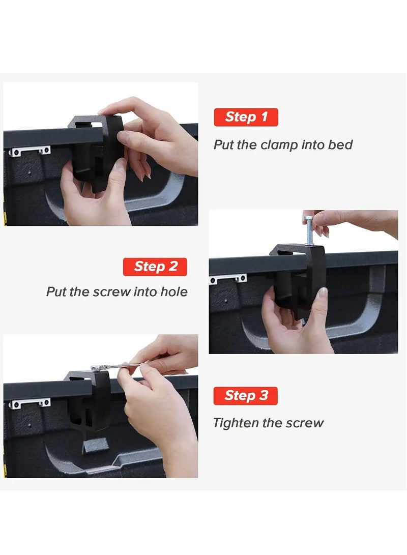 4 PCS Mounting Clamps Ladder Rack Truck Cap Topper Camper Shell, for CHEVY Silverado Sierra 1500/2500/3500; DODGE, Ram 1500/2500/3500, F150 F250, MITSUBISHI, TOYOTA(Black) - Image 2