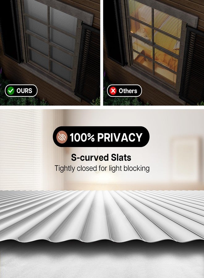LazBlinds No Tools No Drill Cordless 1" Vinyl Mini Blinds, 100% Privacy S-Curve Blinds for Indoor Windows, Room Darkening Horizontal Window Blinds and Shades for Home, 21" W x 36" H, White - Image 3