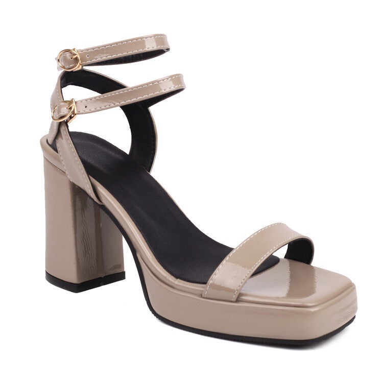 One-Character Thick-Heeled Sandals With Square Head Large Size Women'S Shoes Supply 2808 - Image 4