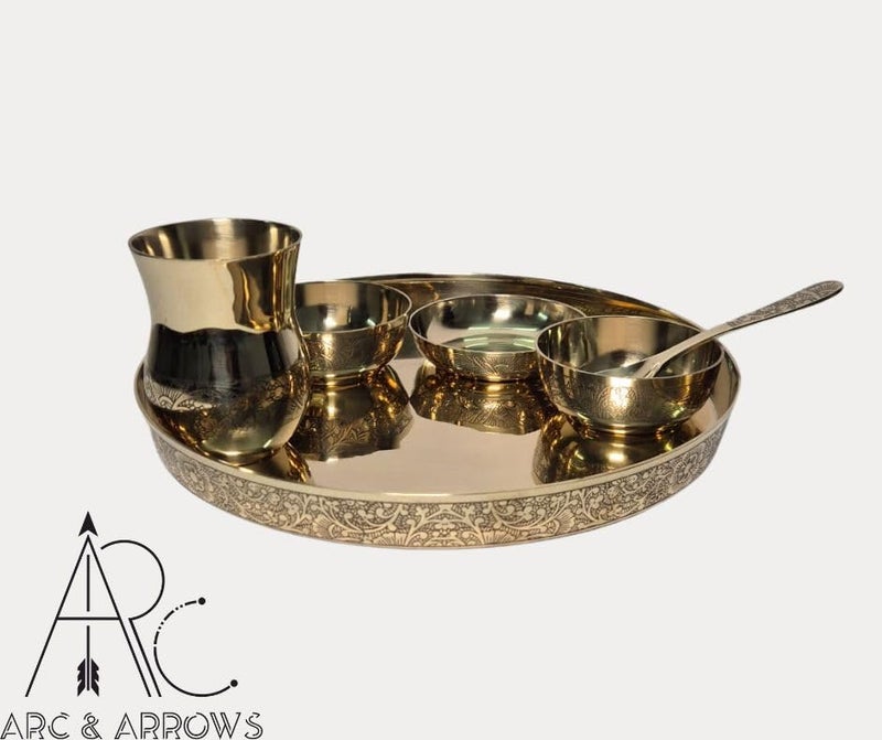 ARC & ARROWS Pure Source India Bronze Kansa Thali Set of 6 Pieces - Image 3