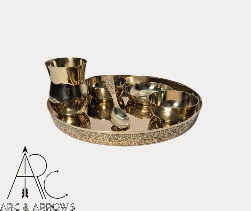 ARC & ARROWS Pure Source India Bronze Kansa Thali Set of 6 Pieces - Image 4