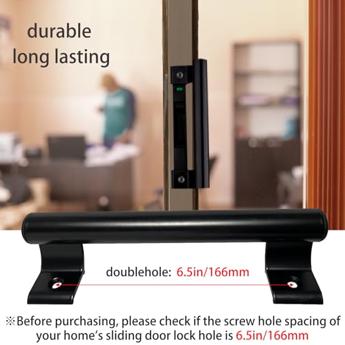 KOXHERO Sliding Door Handle 8 in Metal Barn Door Pull Replacement-for 6.5IN Screw Hole 2Pack Black Patio Door Handle Aluminum Alloy Hardware for Old/Damaged Door Pull for Patio Glass Door - Image 4
