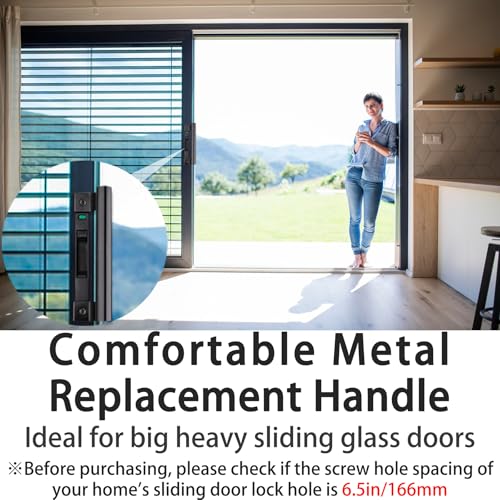 KOXHERO Sliding Door Handle 8 in Metal Barn Door Pull Replacement-for 6.5IN Screw Hole 2Pack Black Patio Door Handle Aluminum Alloy Hardware for Old/Damaged Door Pull for Patio Glass Door - Image 5