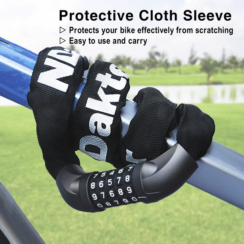 NDakter Bike Chain Lock, 5 Digit Combination Heavy Duty Anti Theft Bicycle Chain Lock, 3.2/4.27/5Ft Long Security Resettable Bike Locks for Bike, Bicycle, Scooter, Motorcycle, Door, Gate, Fence - Image 5