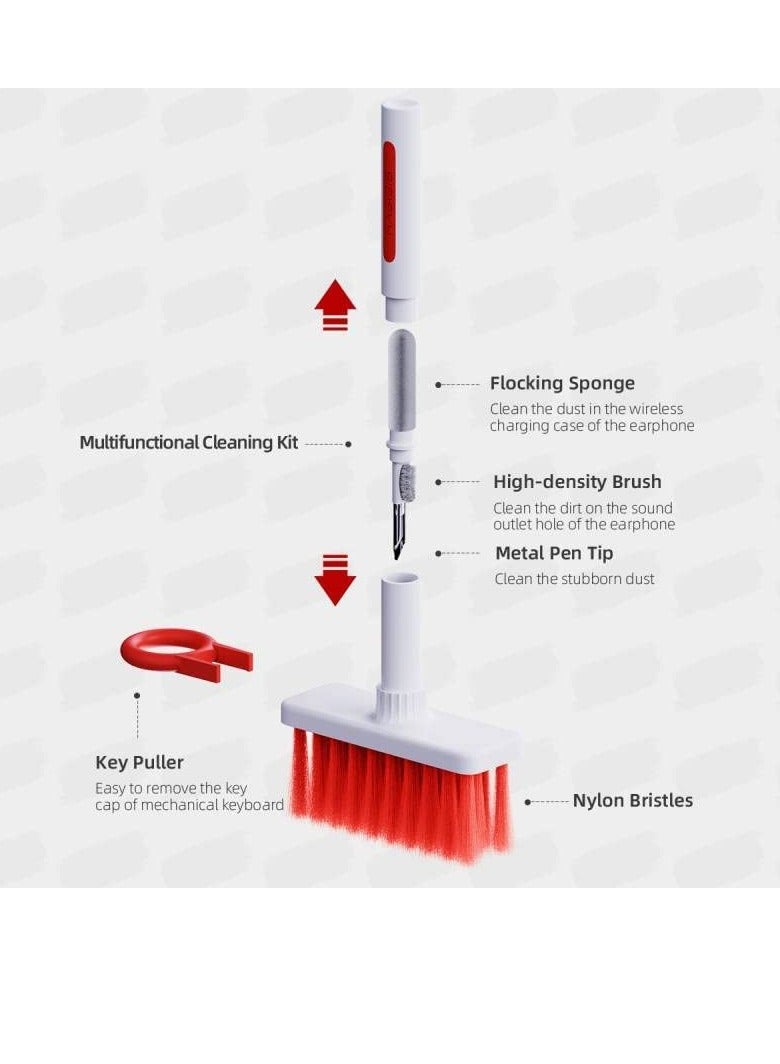 DUSALA Cleaning Soft Brush Keyboard Cleaner 5 in 1 Multi Function Computer Cleaning Tools Kit Corner Gap Duster Keycap Puller Removal Multi Brush for PC Laptop Airpods Pro Camera Lens Red - Image 3