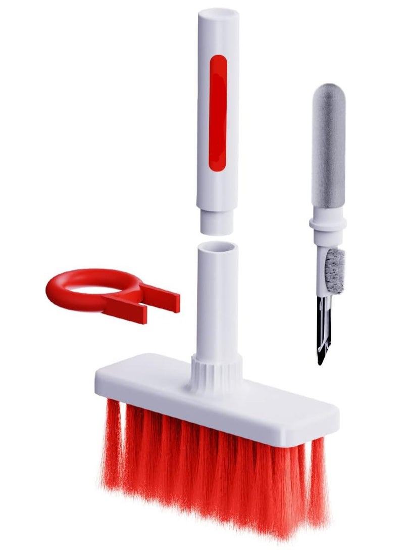 DUSALA Cleaning Soft Brush Keyboard Cleaner 5 in 1 Multi Function Computer Cleaning Tools Kit Corner Gap Duster Keycap Puller Removal Multi Brush for PC Laptop Airpods Pro Camera Lens Red - Image 1