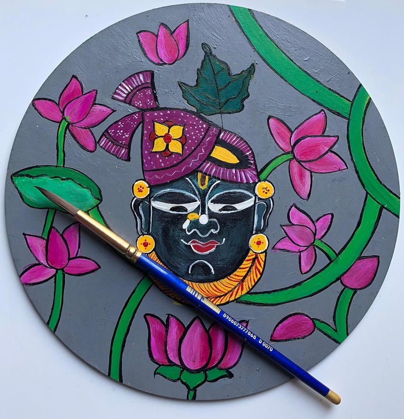 HIART24 HiART 24 Lord SHREENATHAJI PRE Marked Wooden MDF Base Mandala Rangoli CutOut Art Crafts 4 Kids Keychain Work Home Room DCOR Artistic DIY Work Art - Image 1